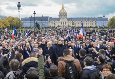 Marine Le Pen addresses major demonstration in Paris in support of French values and against Anti-semitism