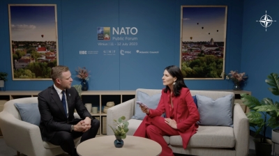 NATO Public Forum: Maria Efrosinina meets Lithuania’s Minister for Foreign Affairs Gabrielius Landsbergis